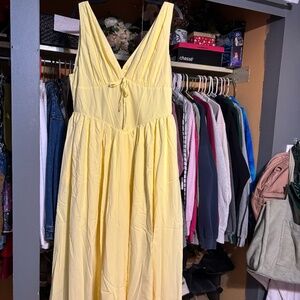 Yellow Corset Milkmaid Midi Dress